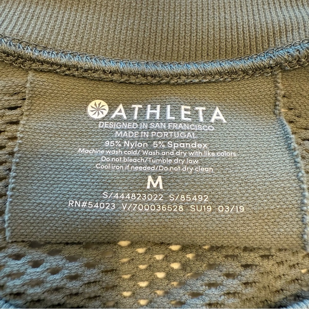 Athleta Womens Green Short Sleeve Compression T-Shirt Vented Mesh Oxygen Sz M - Picture 7 of 16